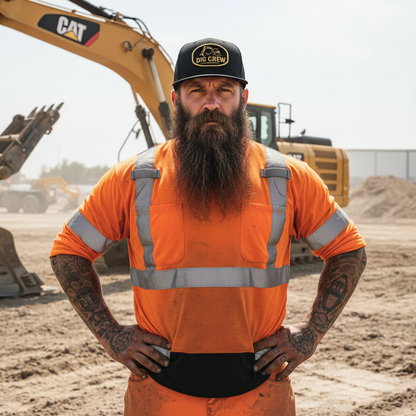 Black Dig Crew hat - worker in full safety gear