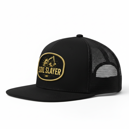 Black Soil Slayer Hat Side View Flat Bill