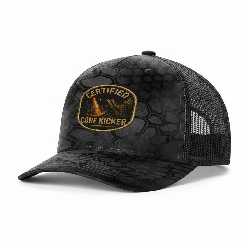 Black Tire Tread Hat Charcoal Mesh Angle