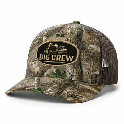 Brown Mesh Dig Crew Hat Angled View