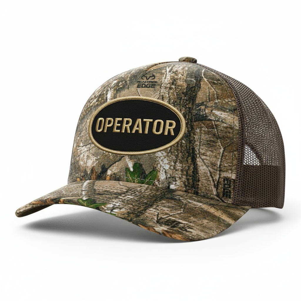Brown Mesh Operator Hat Angled View