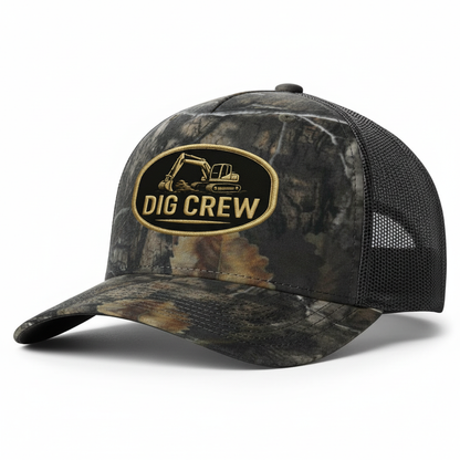 Dark Camo Dig Crew Hat Angled View