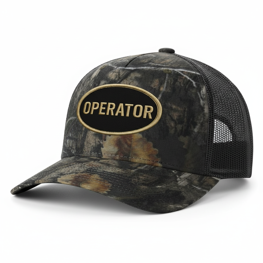 Dark Camo Operator Hat Professional Angled Shot