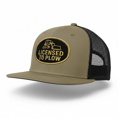 Licensed to Plow Tan Hat Flat Bill Angled View