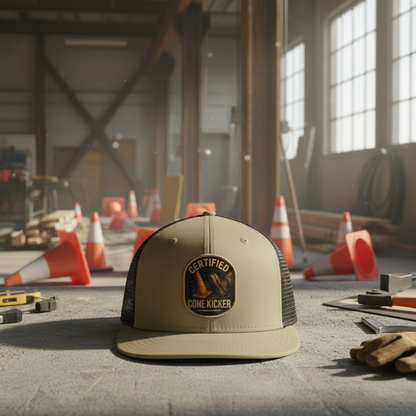 Tan hat with flat brim - warehouse