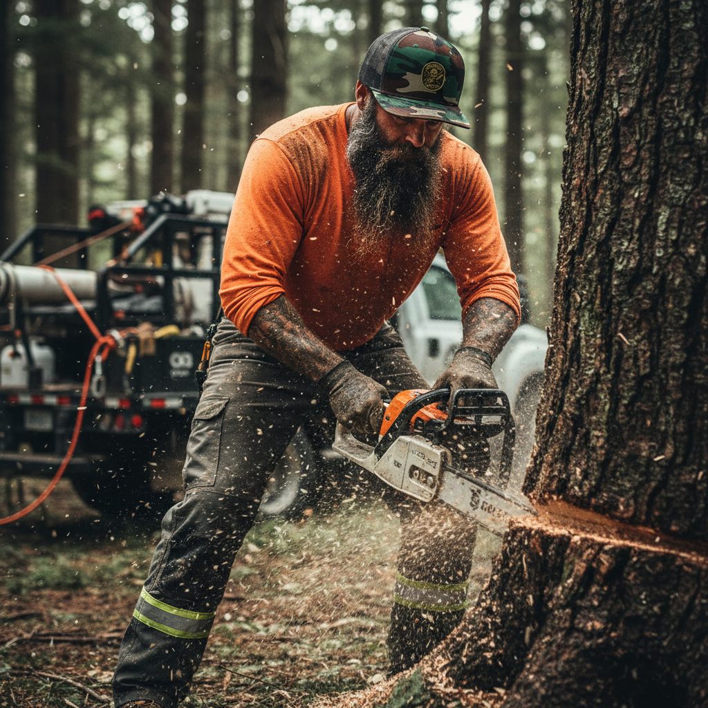 Ultra-realistic arborist cutting tree - Arborist Anarchy hat