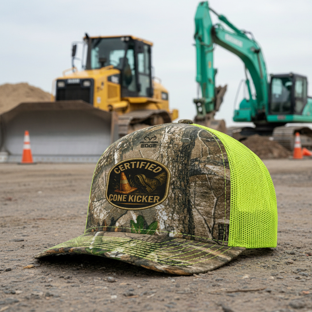 Yellow Cone Kicker Hat with Equipment Background